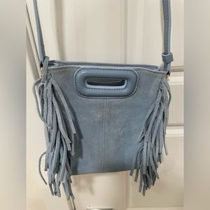 maje mini Blue tassel leather crossbody bag SAC